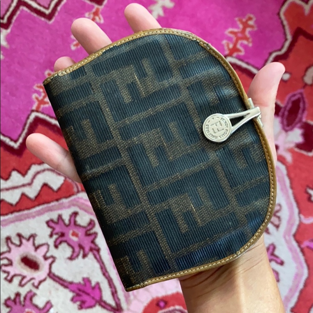 Fendi Brown and Black Zucca Canvas Wallet